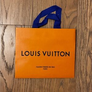 Louis Vuitton Mini Orange Shopping Bag with Blue Handles